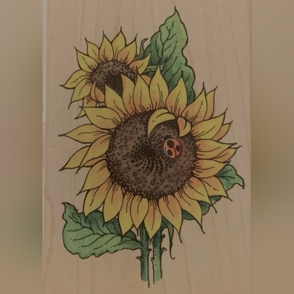 Stampendous Sunflower Ladybug Stamp EUC